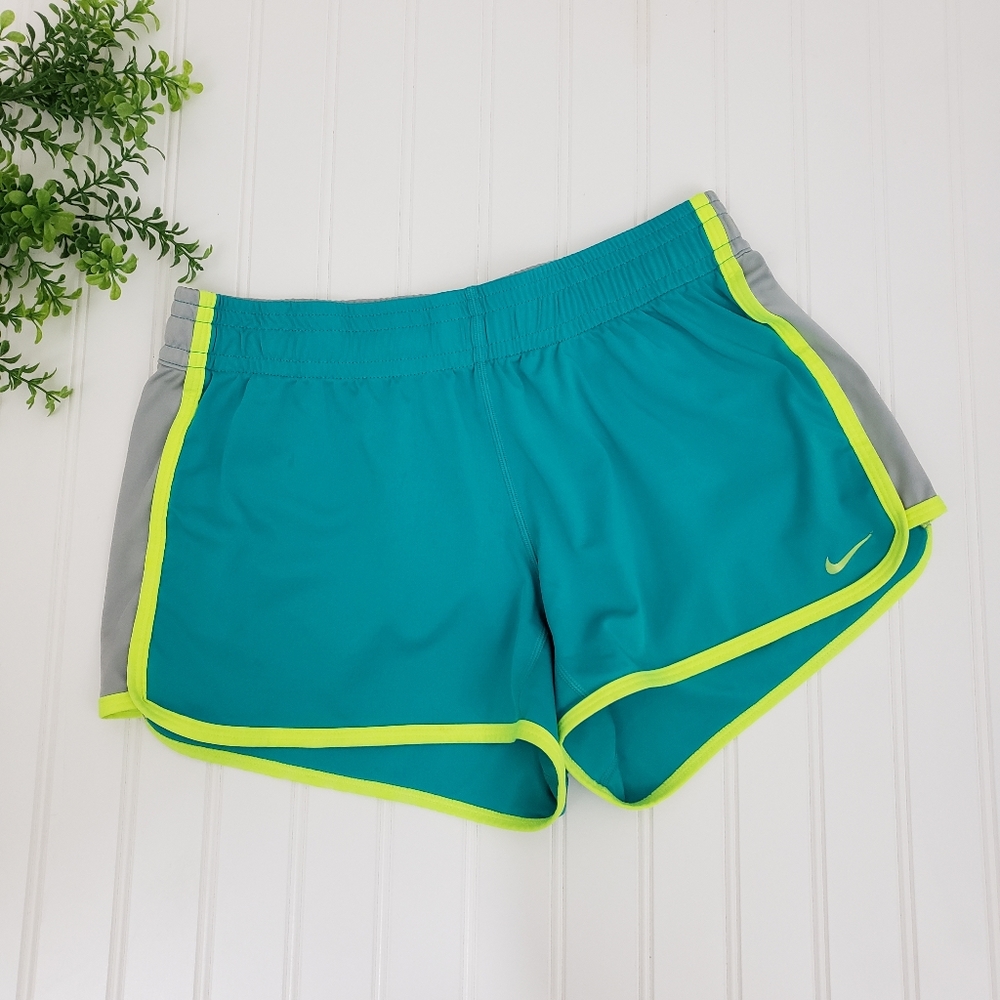 Nike Shorts Dri-fit Running Shorts Teal Blue Neon Green size Small Athletic
